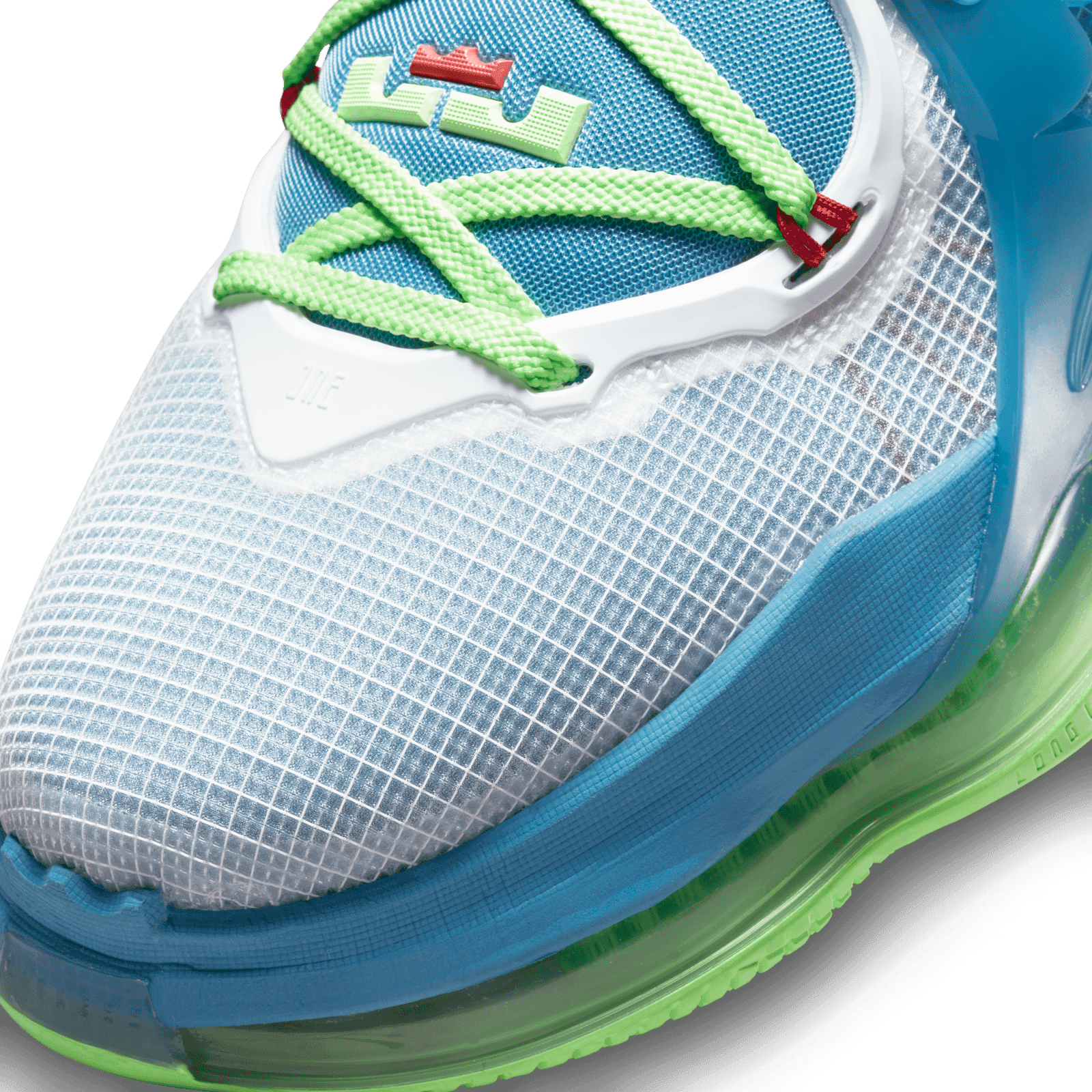 blue and lime green lebrons