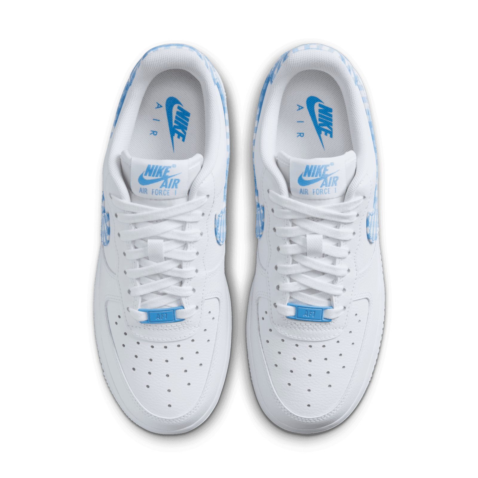靴 NIKE AIR FORCE 1 White University Blue Nike Air Force 1 Gingham White University Blue (W) - DZ2784-100