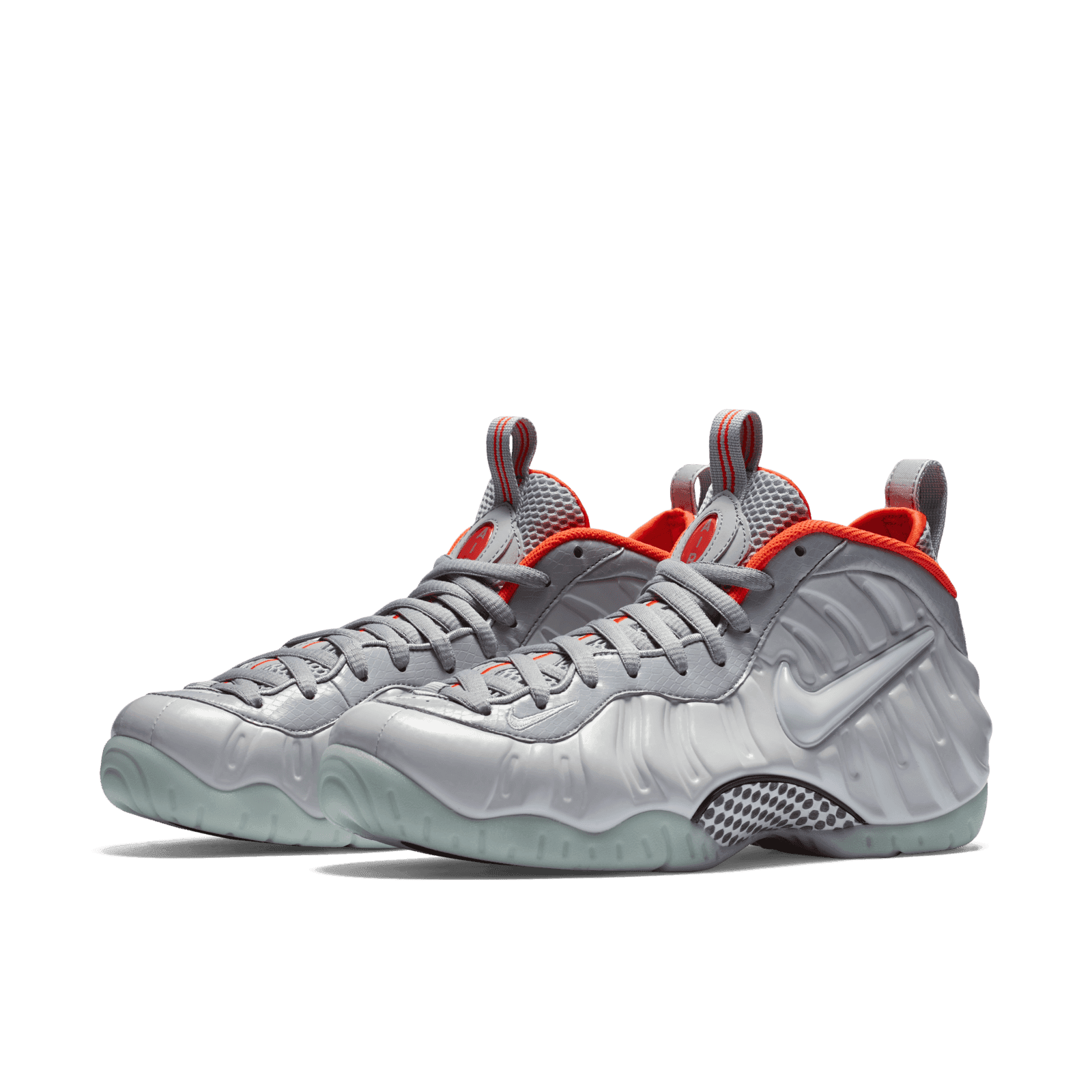 Nike Air Foamposite Pro PRM Pure Platinum Gray Red 2016 616750-003 Size 12M USED Nike Air Foamposite Pro Pure Platinum - 616750-003 main image 4