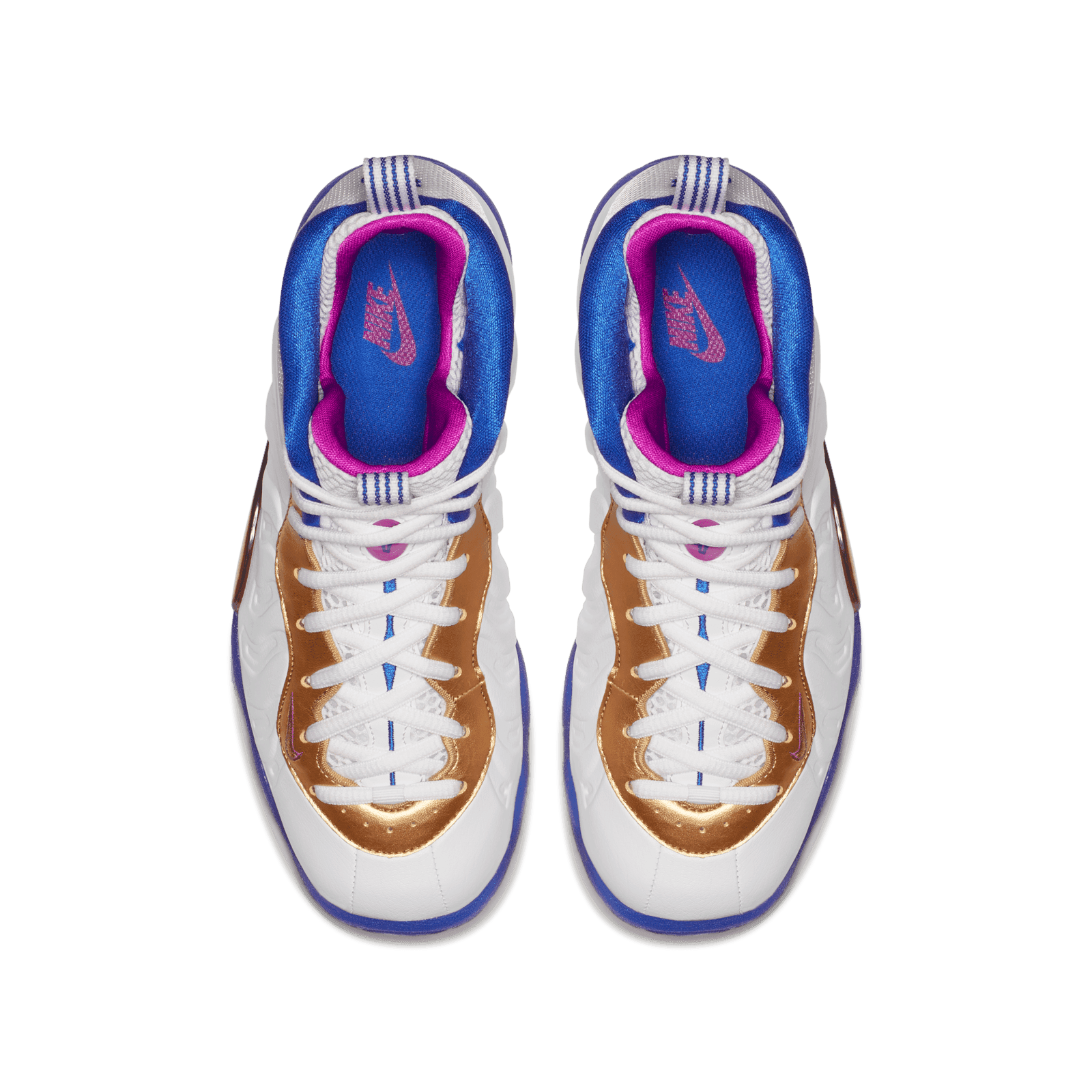 white gold blue and pink foams