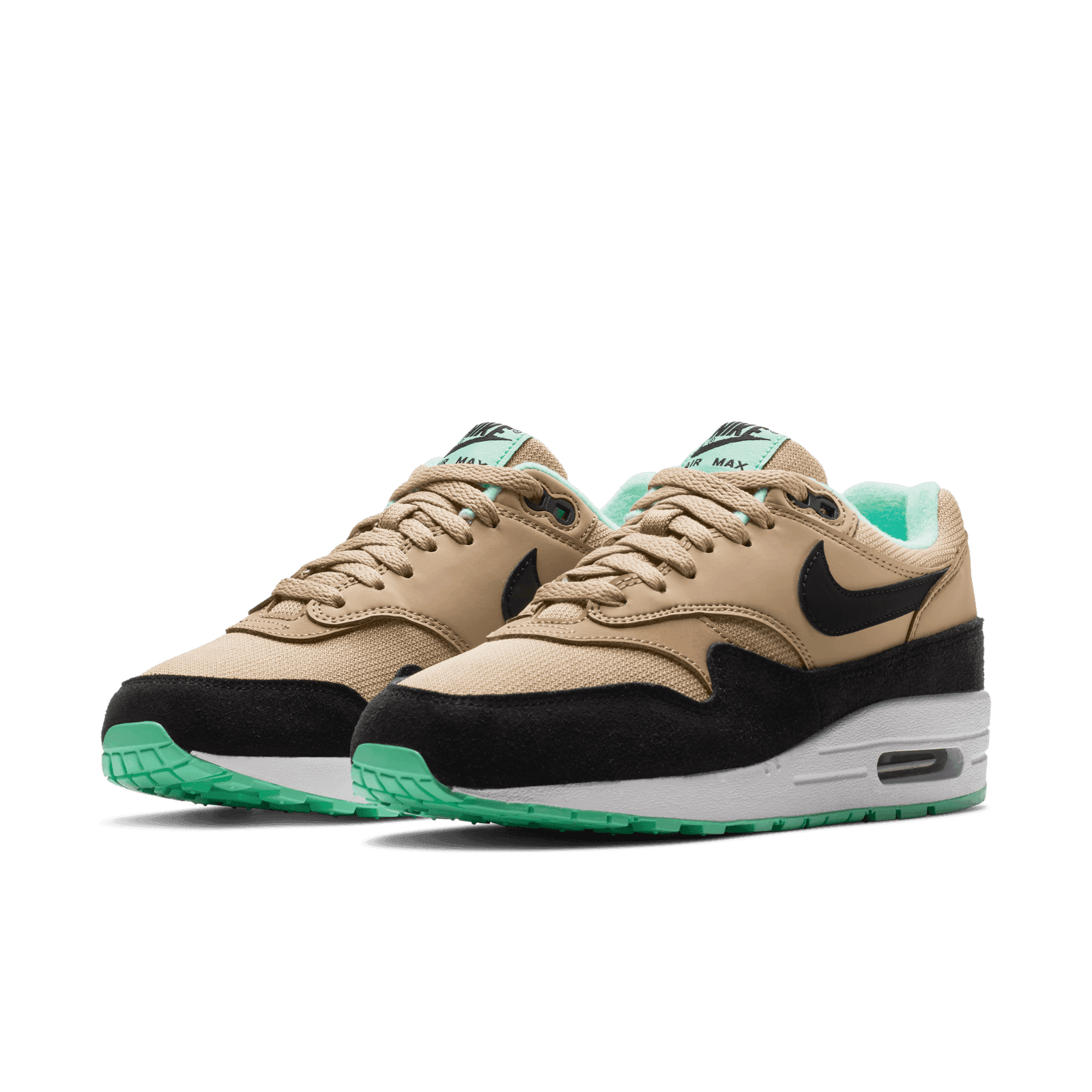 Nike air max 1 desert black green on sale glow