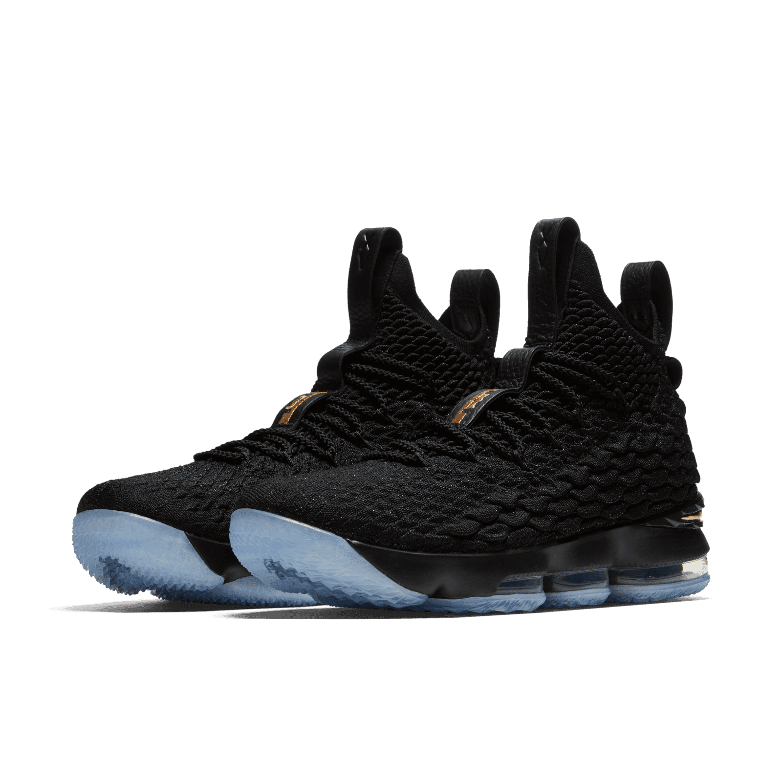 Lebrons 15 black store and gold