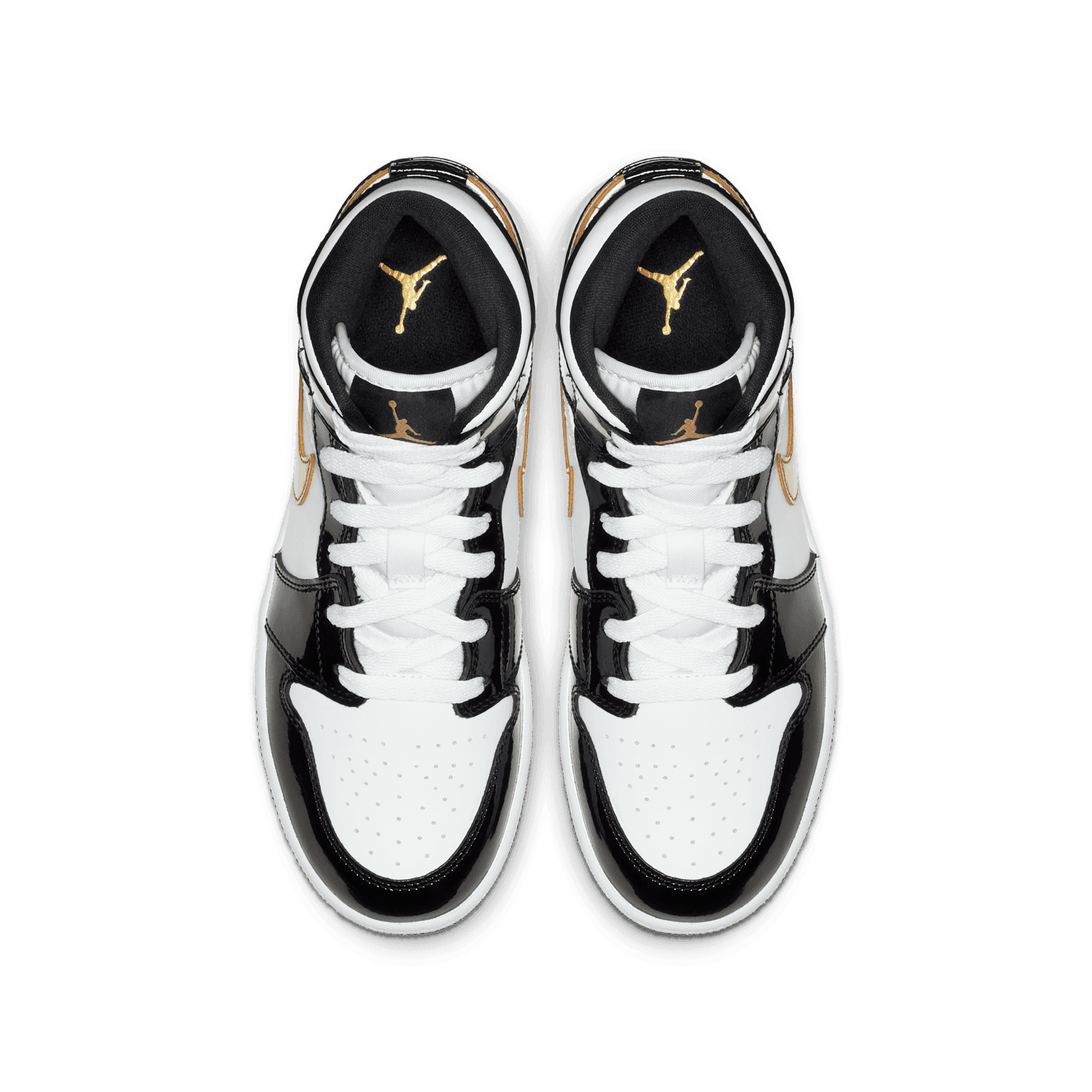 black.white.gold 専用ページ Air Jordan 1 Mid Patent Black White Gold (GS) - BQ6931-007