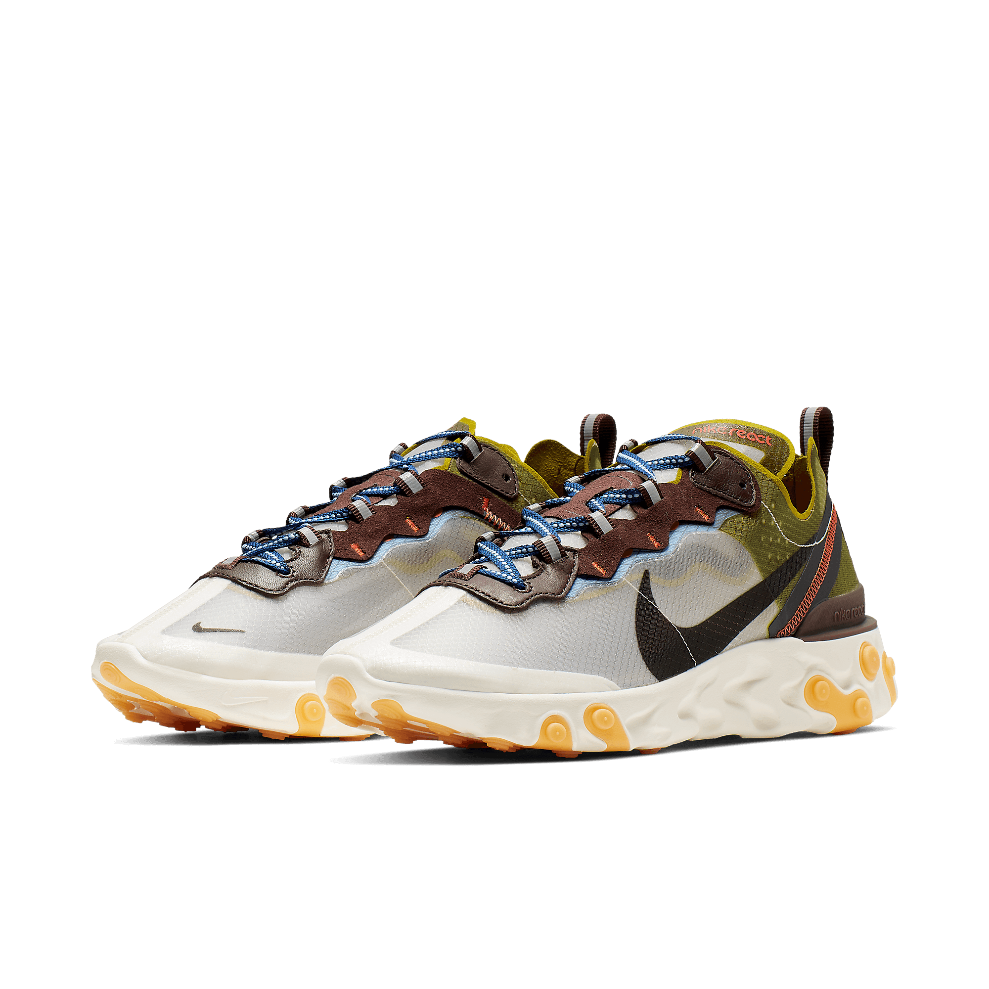 NIKE ELEMENT REACT 87 MOSS/ORANGE/BLACK AQ1090-300 SZ 9 LIGHTWEIGHT 2019 Size 6 - Nike React Element 87 Moss 2019 | eBay main image 3