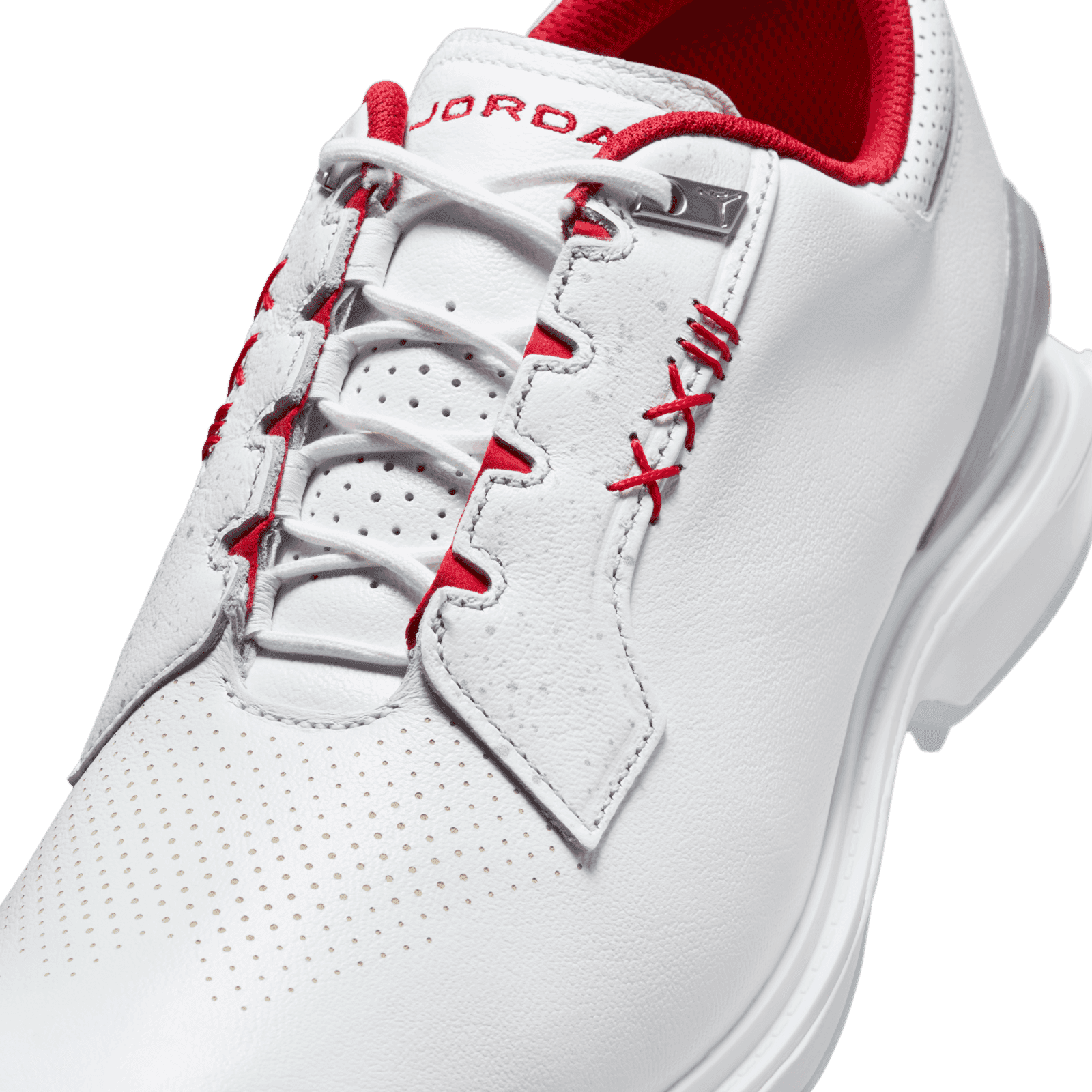 Nike Air Jordan ADG 5 Spikeless Golf Shoes White Red FQ6642-101 Men SZ 10.5 NWOB Nike Jordan ADG 5 PGA Golf Masters White Fire Red Silver  main image 2