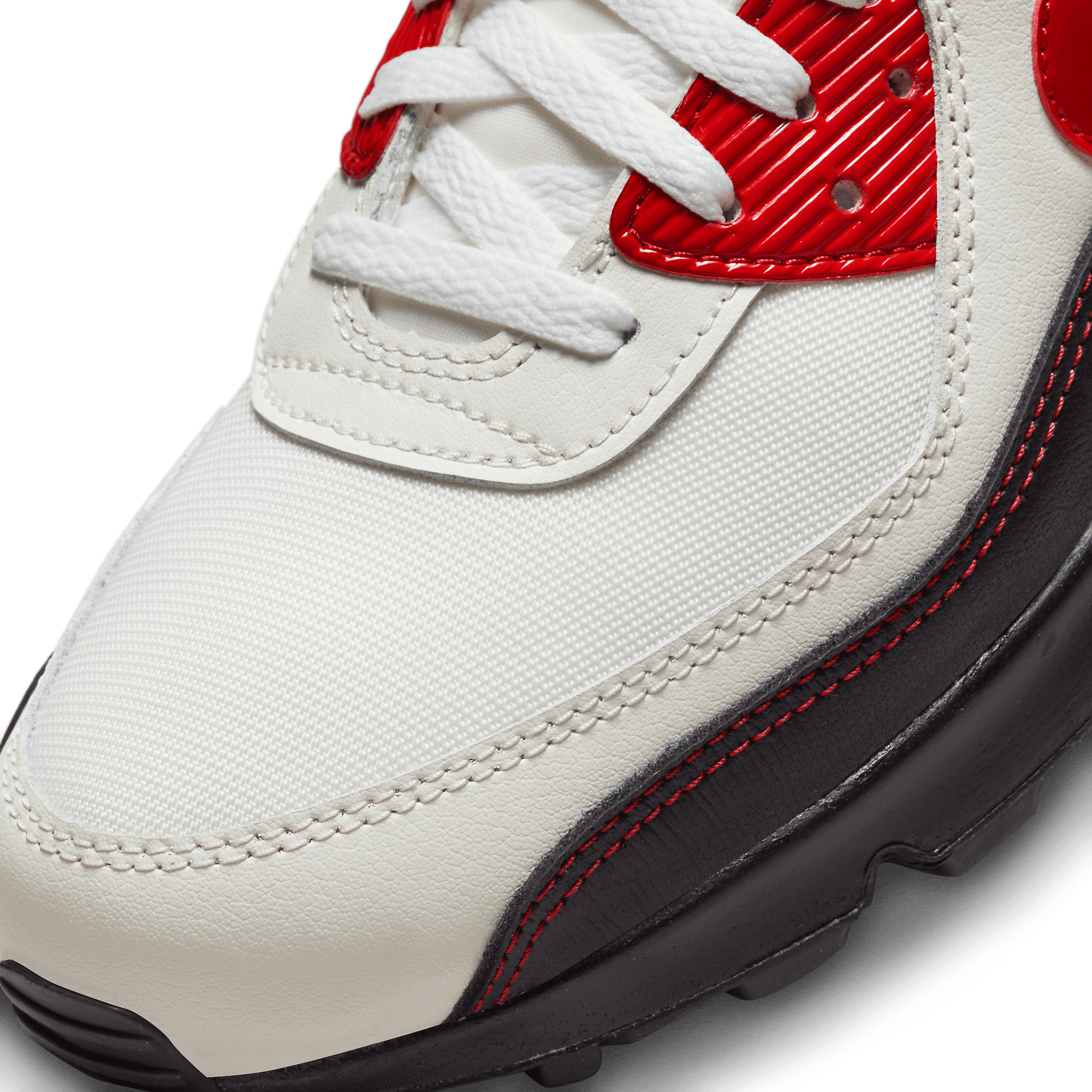 Size 13 | Nike by You Air Max 90 Premium White Red Blk Sail Gum Sole DJ2663-991 Nike Air Max 90 Sail University Red Black - DX3276-133 main image 3