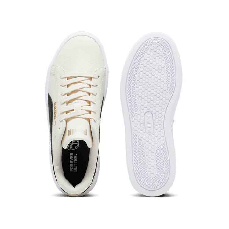 PUMA Smash Platform v3 Sneakers in Alpine Snow/Black/Gold
