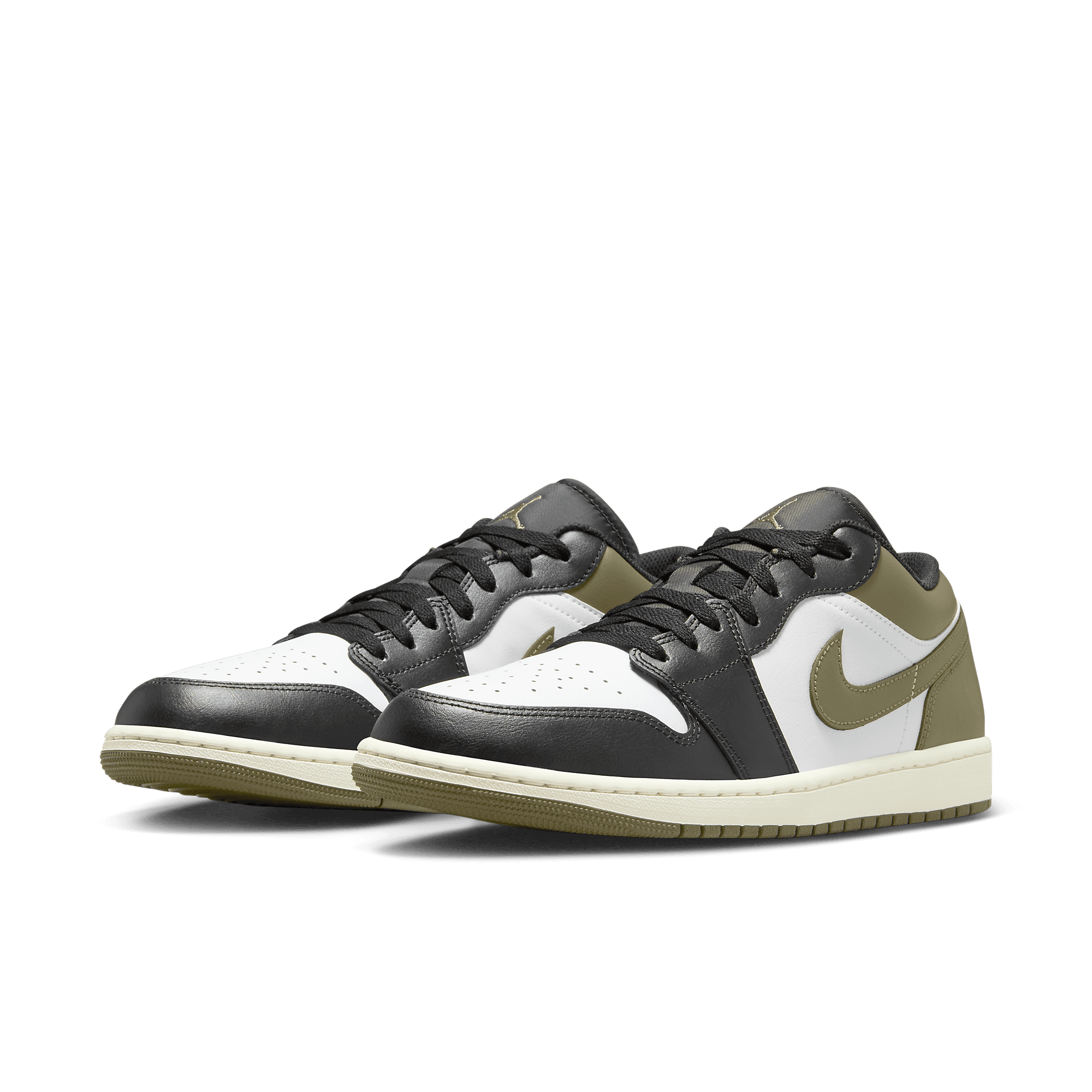 Air Jordan 1 Low Black Toe Medium Olive - 553558-092