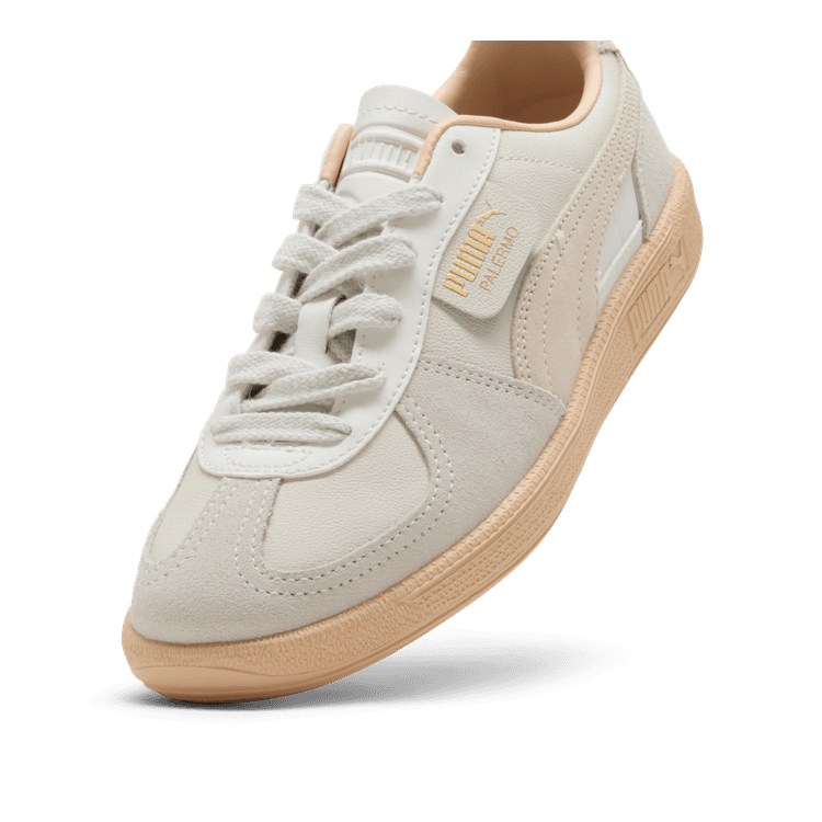 PUMA Palermo Leather Sneakers in Warm White/Alpine Snow/Cashew