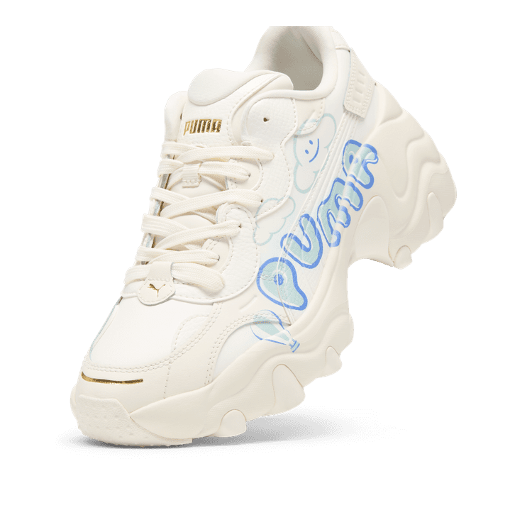 PUMA × SLY ♡ PULSAR WEDGE PUMA Pulsar Wedge Cloud Sneakers in Frosted Ivory/Silver Sky/Blue