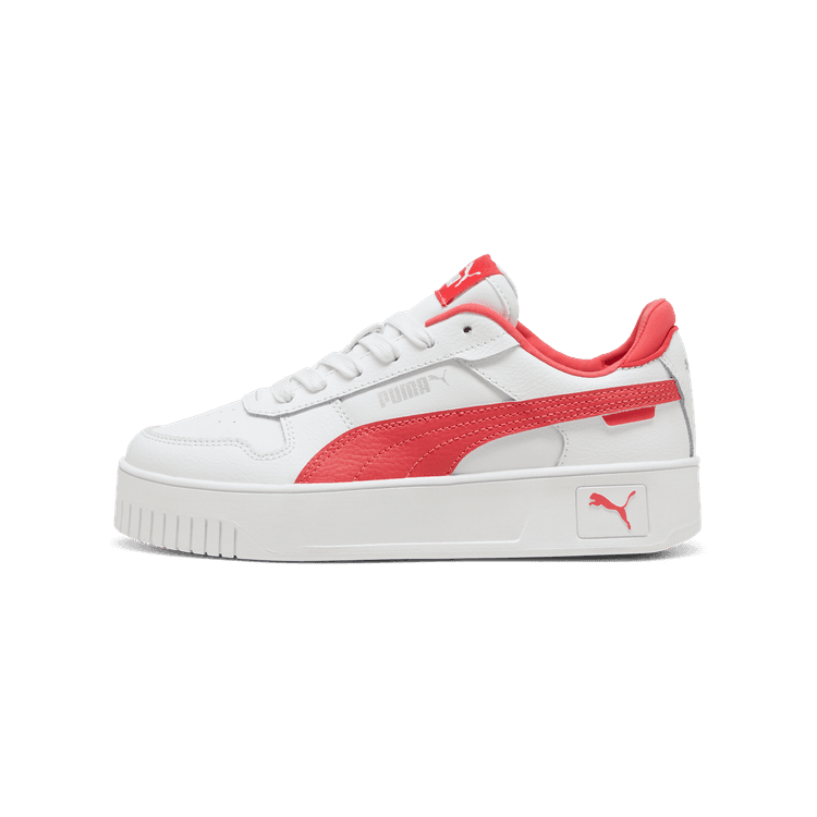 PUMA Carina Street Sneakers in White/Tart Cherry/Silver (GS