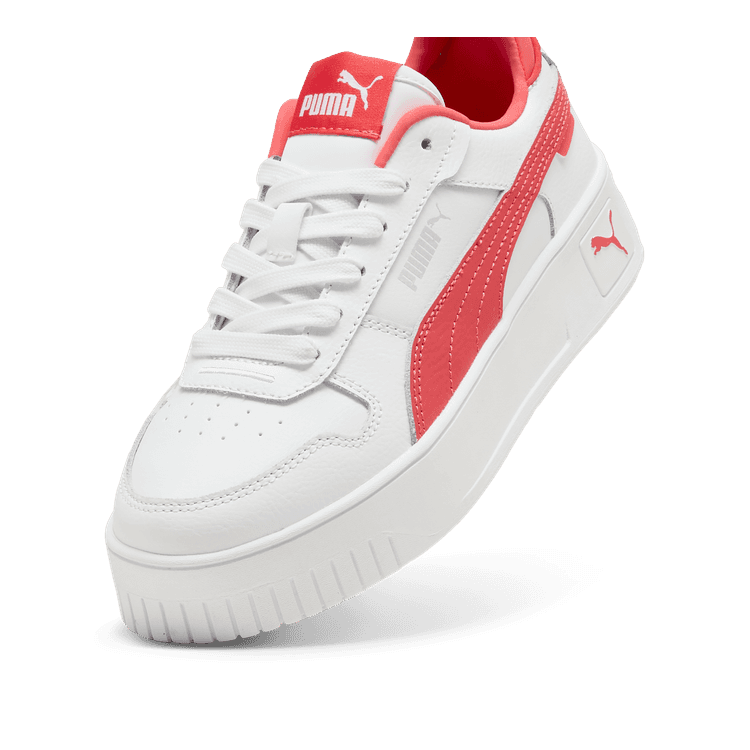 PUMA Carina Street Sneakers in White/Tart Cherry/Silver (GS