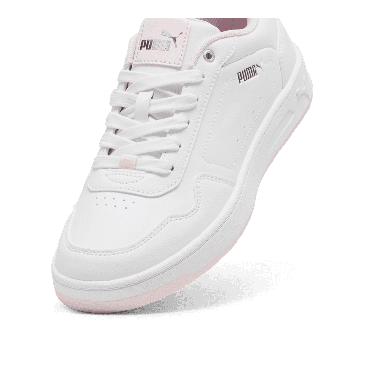 PUMA Court Classy Sneakers in White/Whisper Of Pink/Silver
