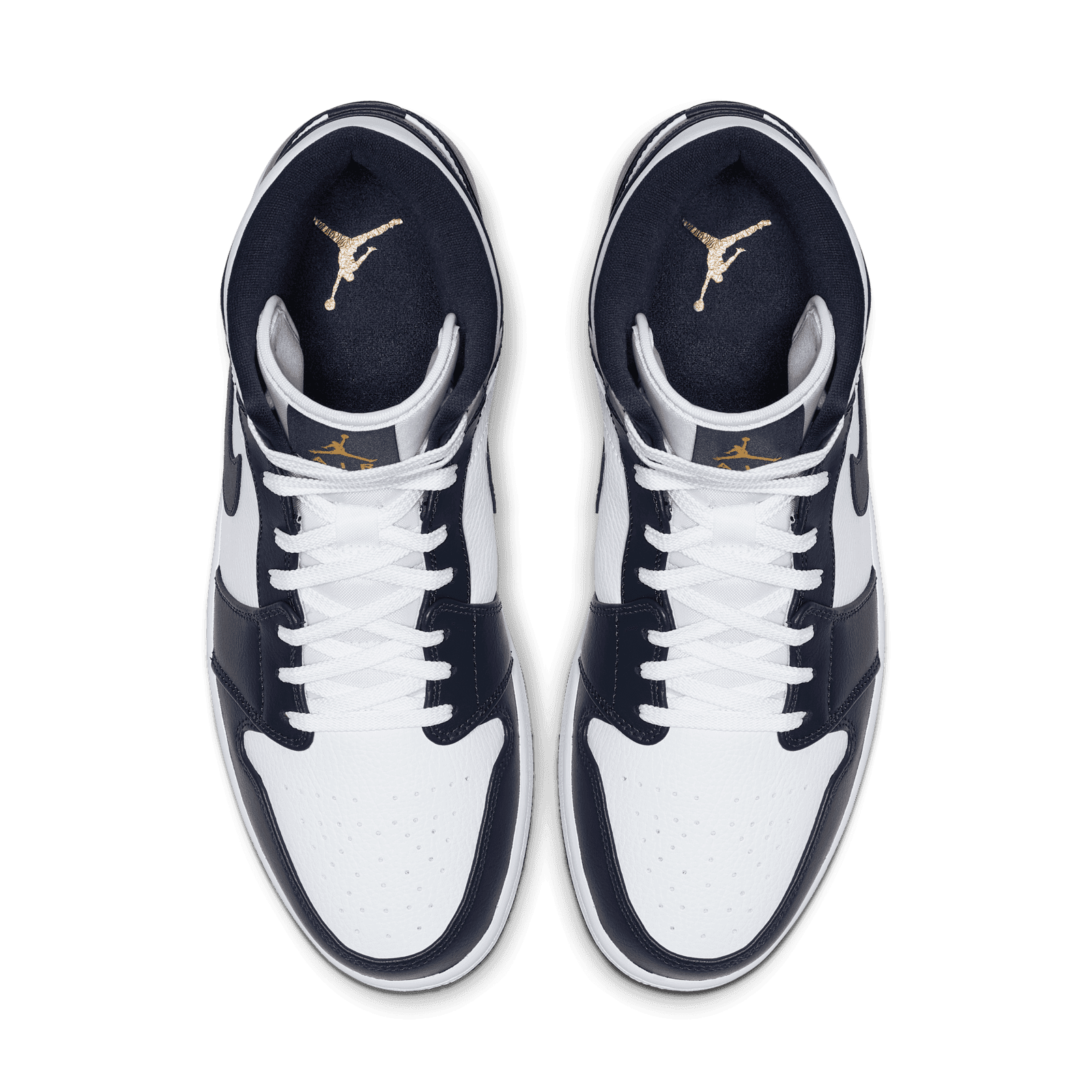 Jordan 1 Mid White Metallic Gold Obsidian - 554724-174