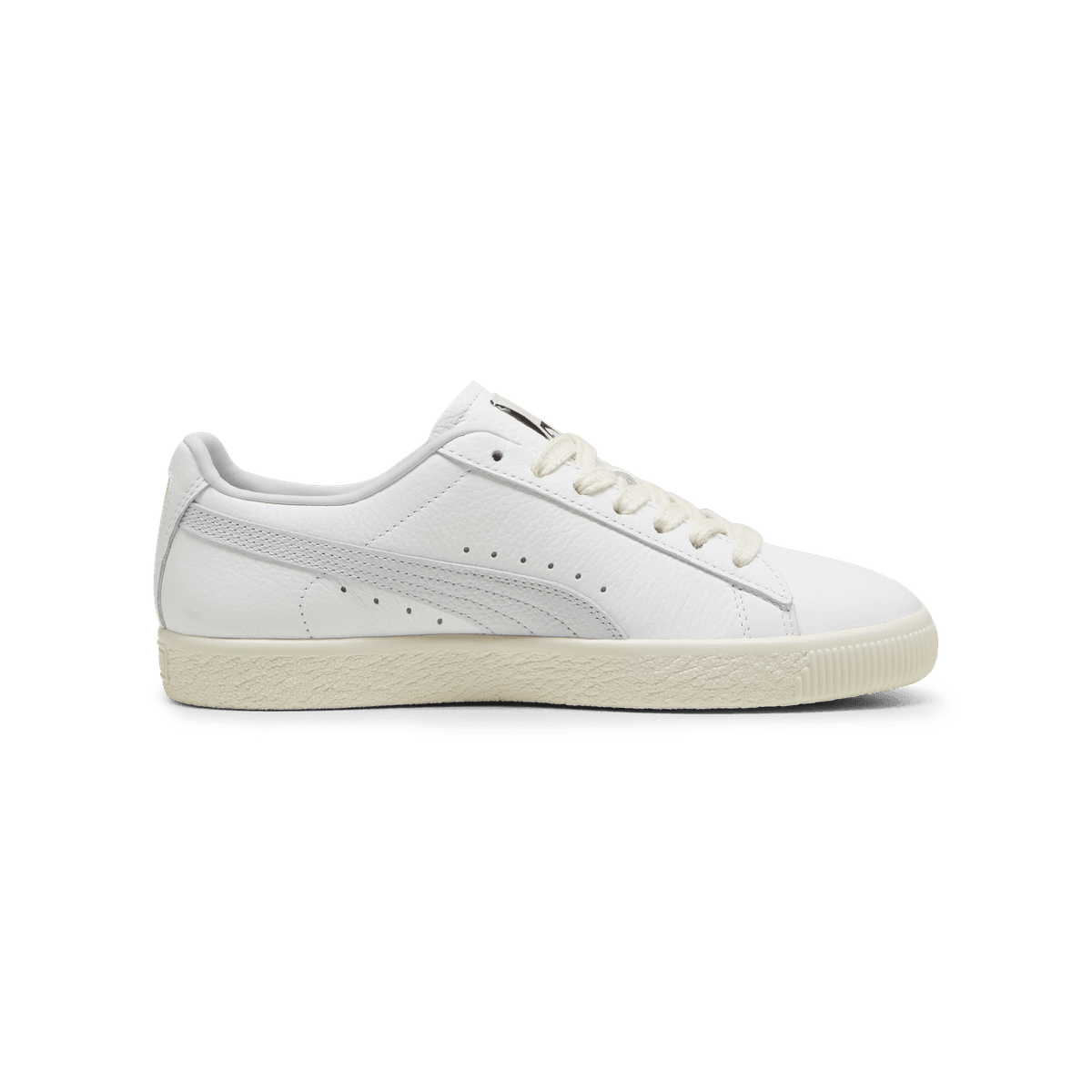 PUMA Clyde Leather Sneakers in White/Silver Mist/Frosted Ivory