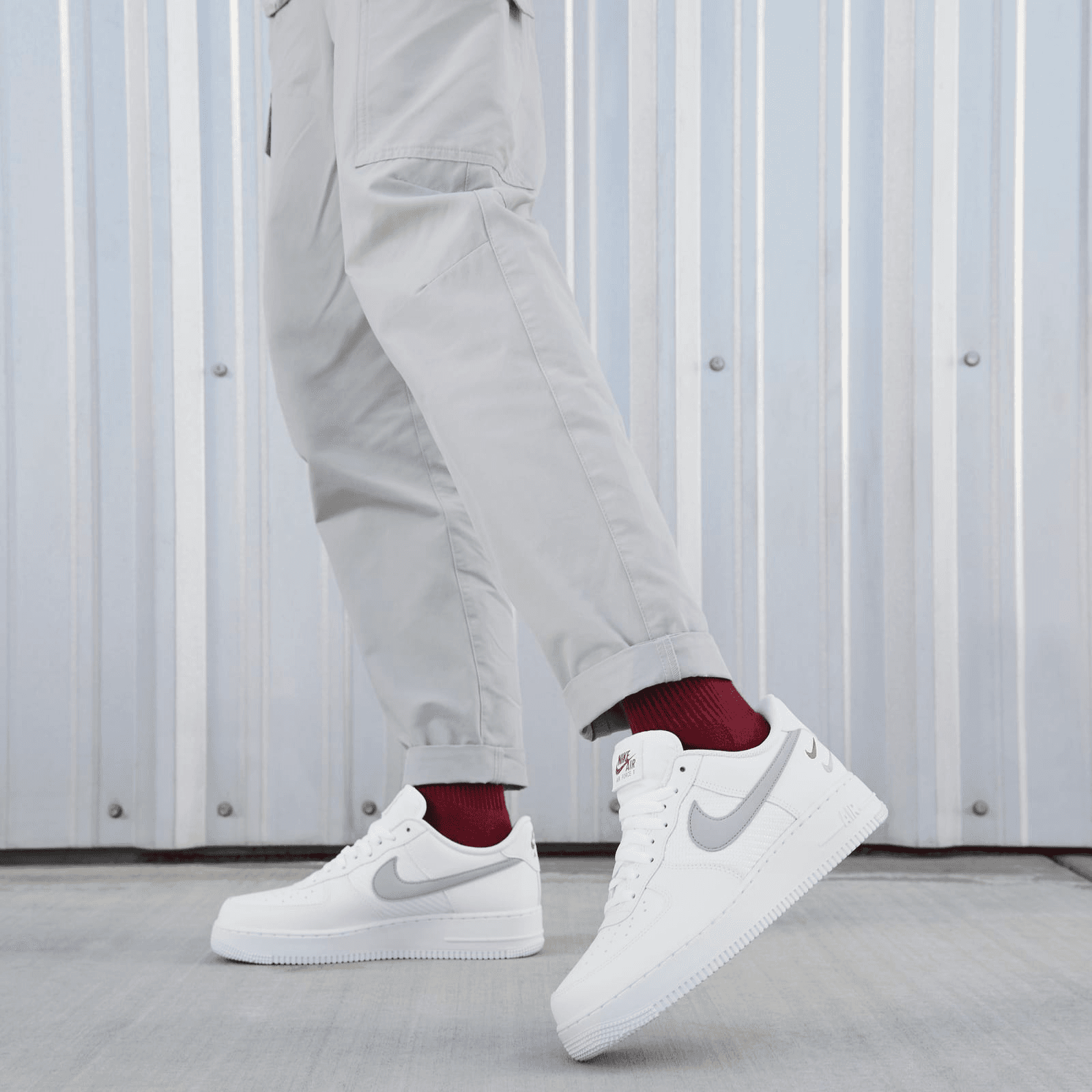 Nike Air Force 1 Low White Wolf Grey Picante Red - FD0666