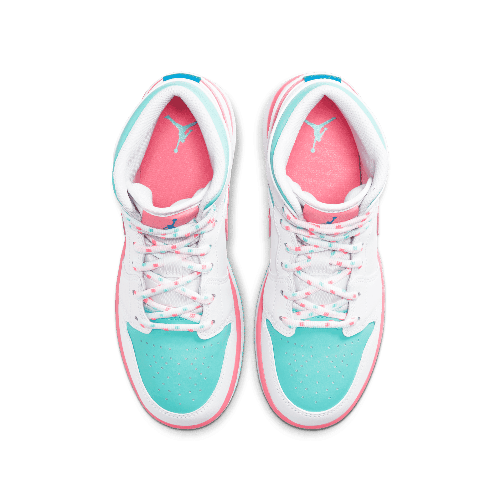 pink green and blue jordans
