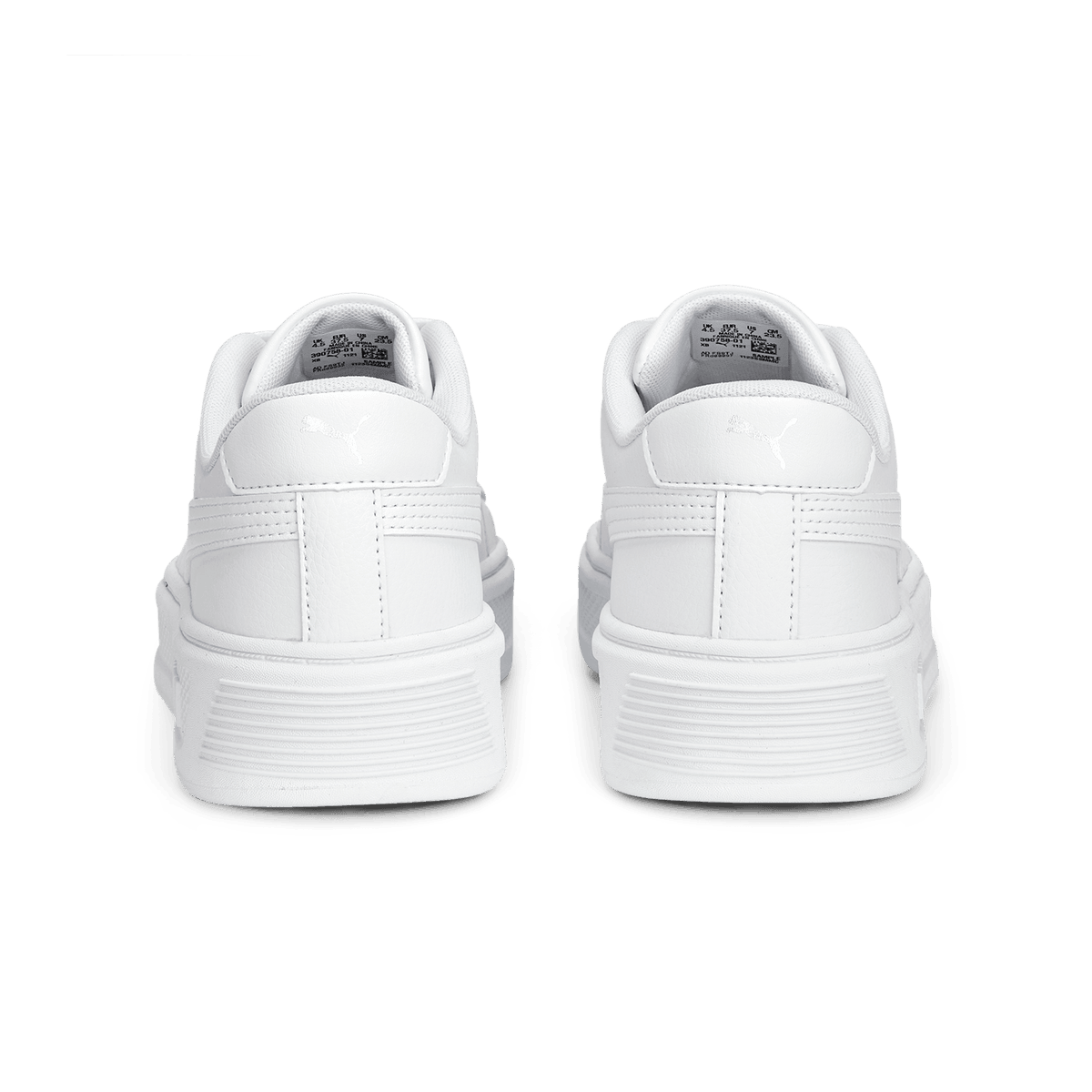 PUMA Smash Platform v3 Sneakers in White/Silver - 390758-01