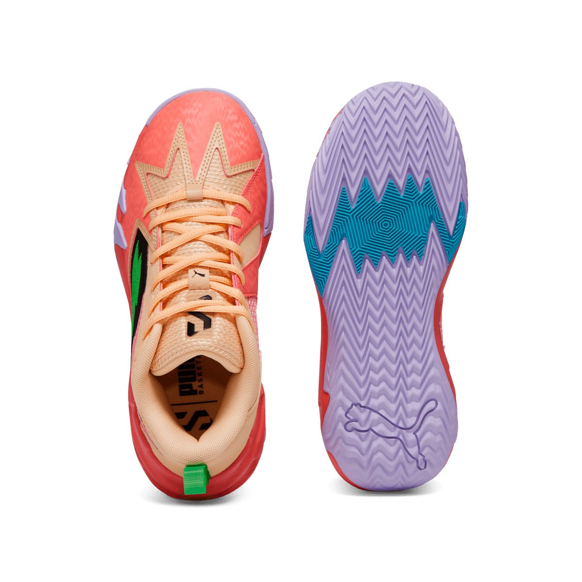 PUMA Scoot Zeros Georgia Peach Basketball in Passionfruit/Green