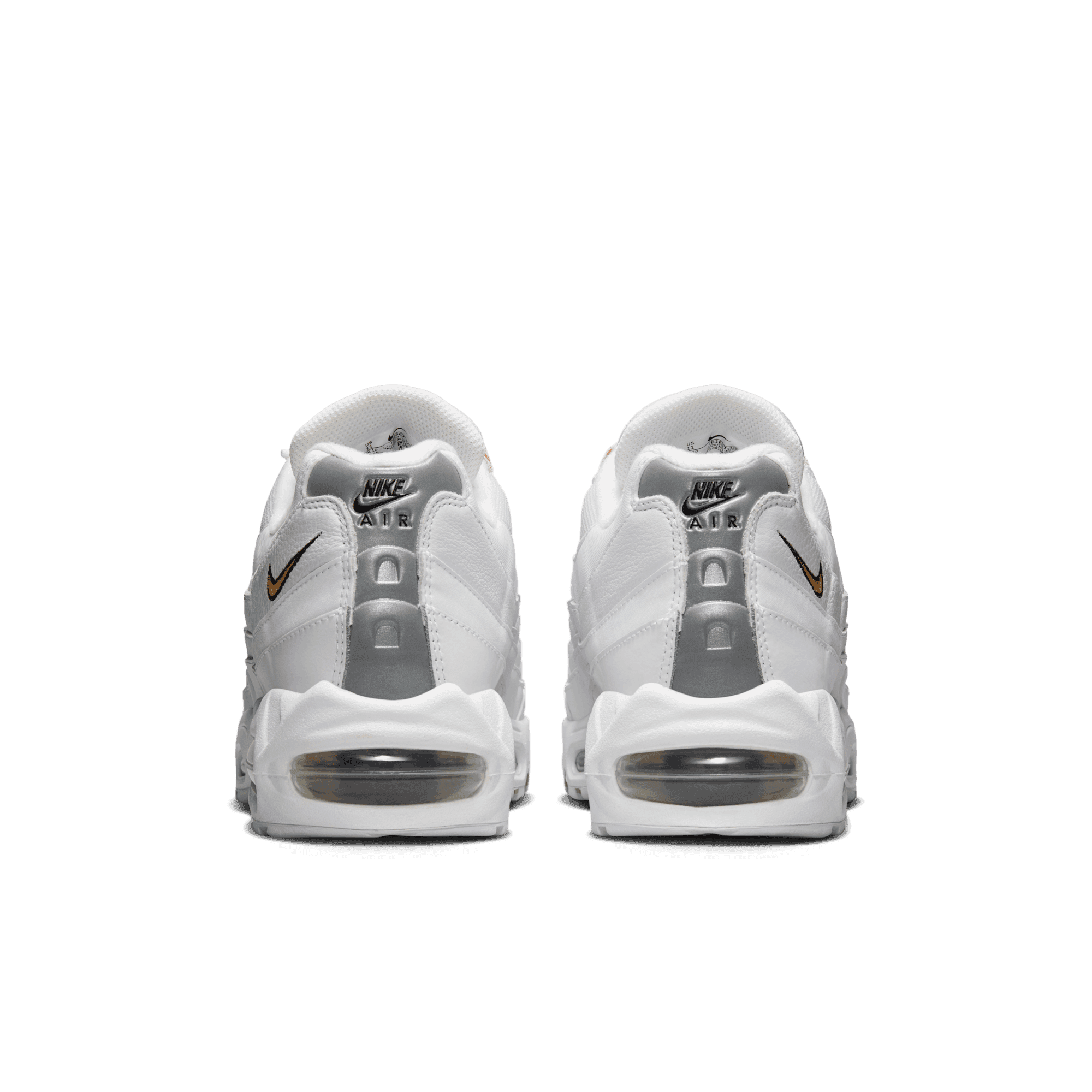 white nike air max with gold tick