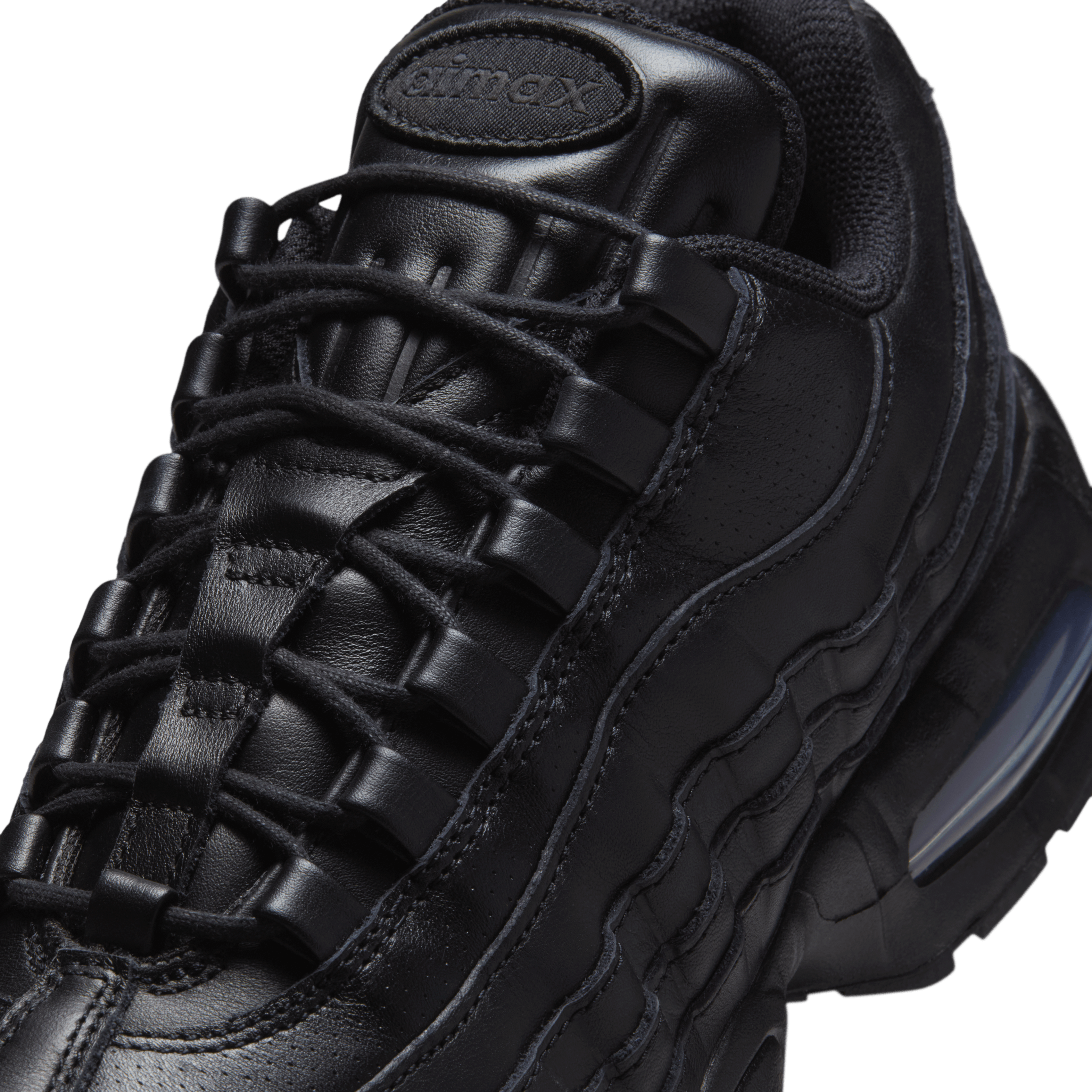 A Luxe Triple Black Leather Nike Air Max 95 Big Bubble Hits