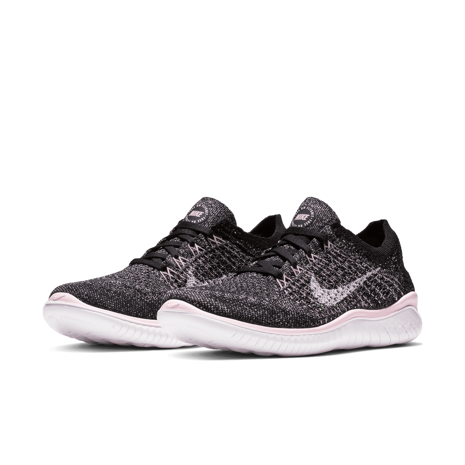 Nike free rn flyknit shop 2018 womens black white-pink foam