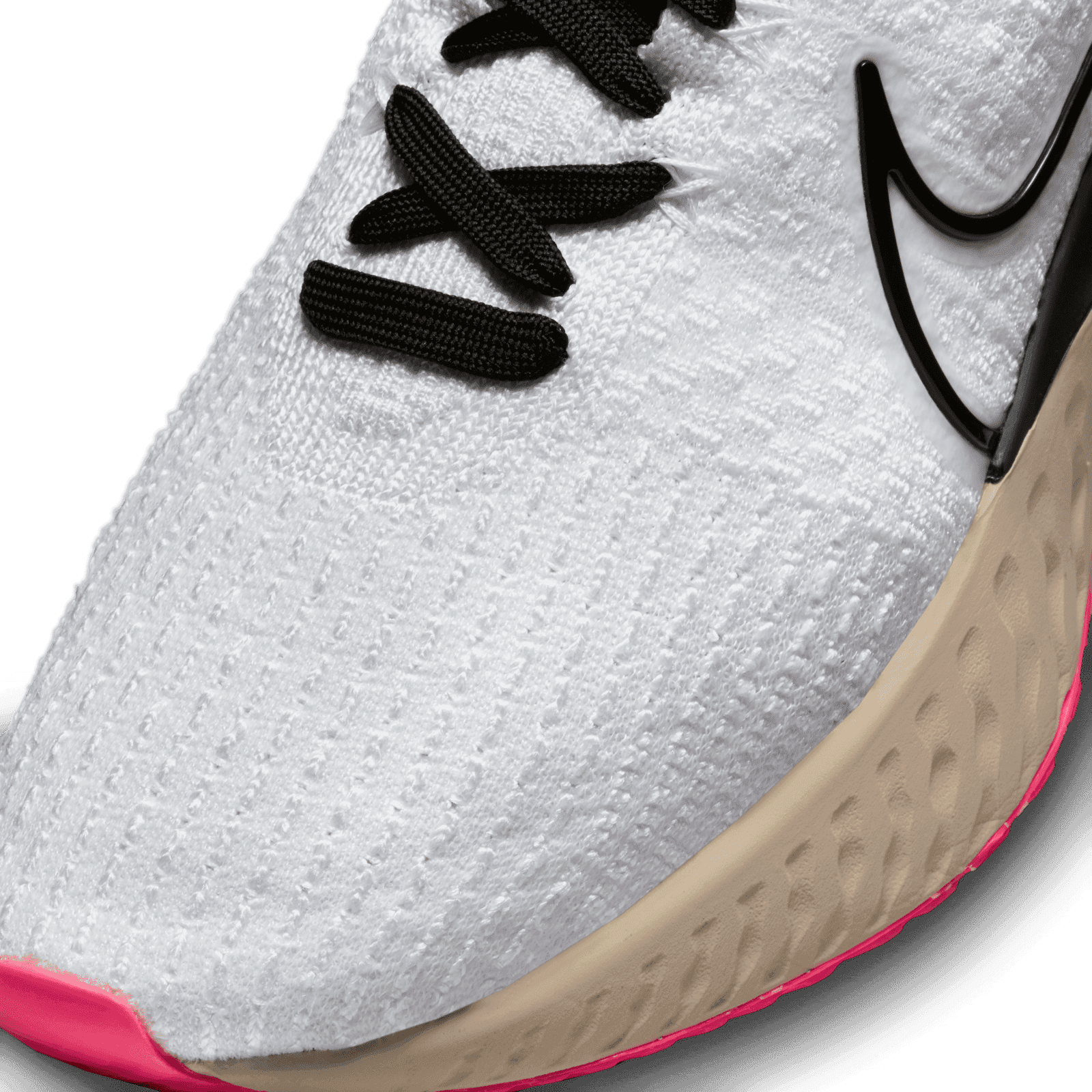 Nike React Infinity Run FlyKnit 3 White Pink Black Shoes Mens 11 DH5392-101 Nike Running Shoe React Infinity Run FK 3 - White/Black  main image 4