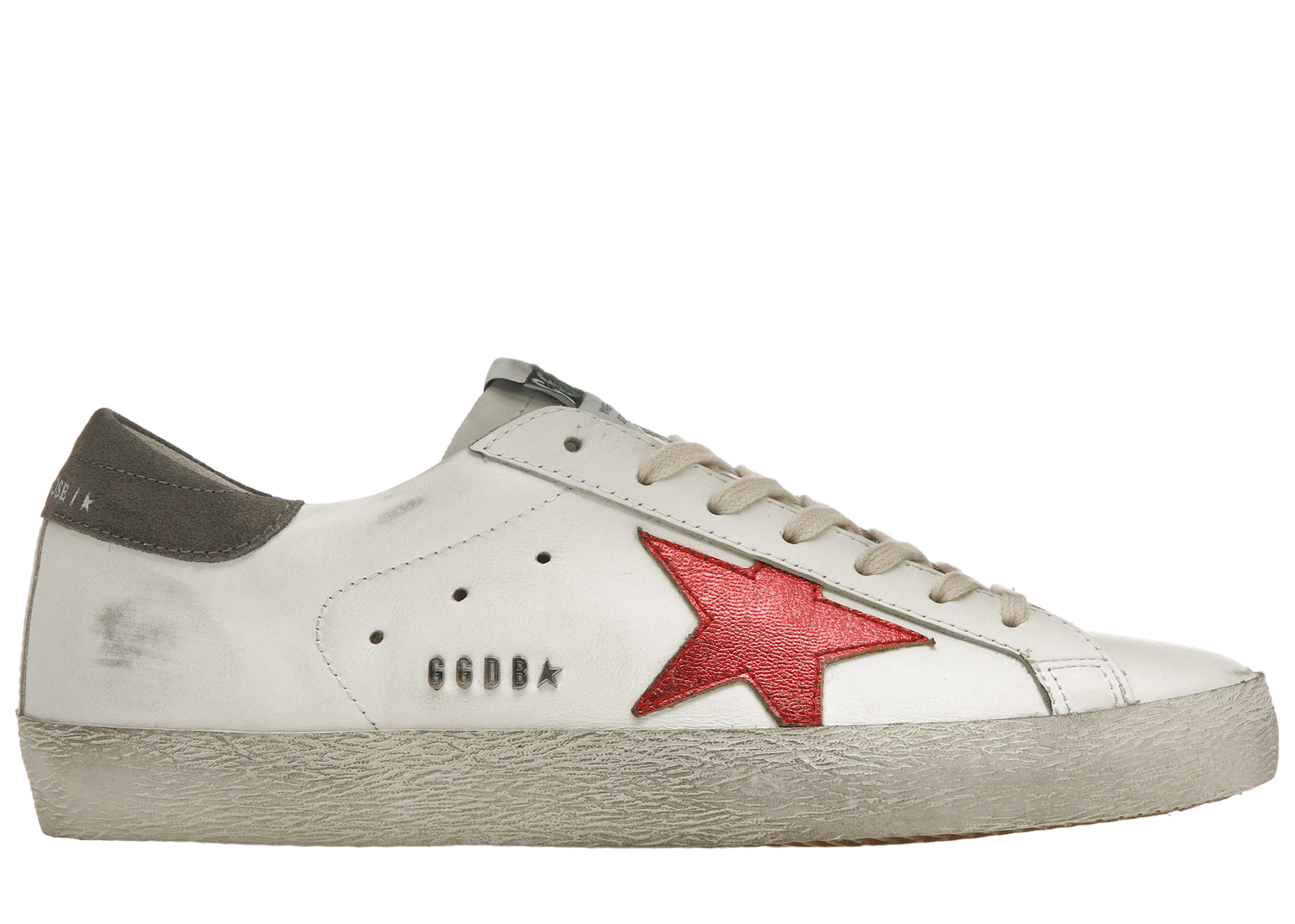 スニーカー GOLDEN  GMF00102 F004167 82171 SUPER STAR WHITE Men's Super-Star in white leather with silver star and green