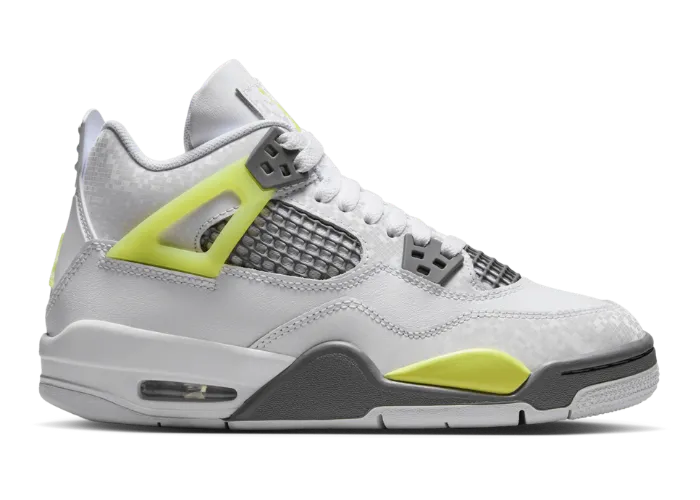 Air Jordan 4 Retro White Lemon Twist Light Graphite (GS)