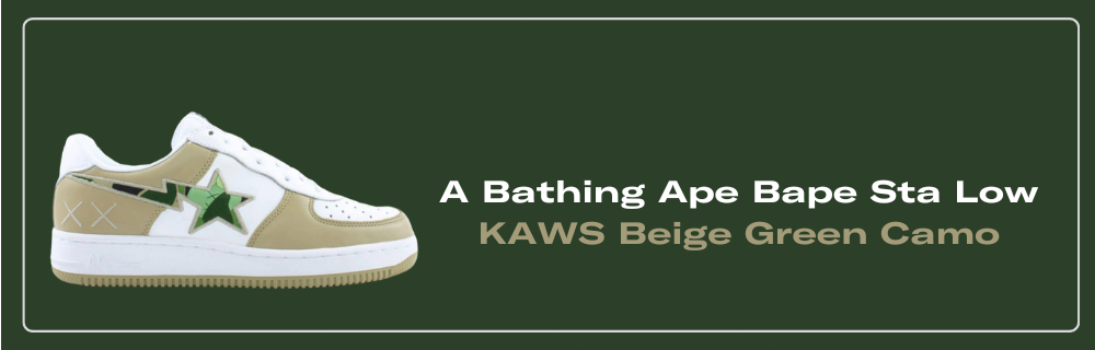 A Bathing Ape Bape Sta Low KAWS Beige Green Camo - FS-001 411