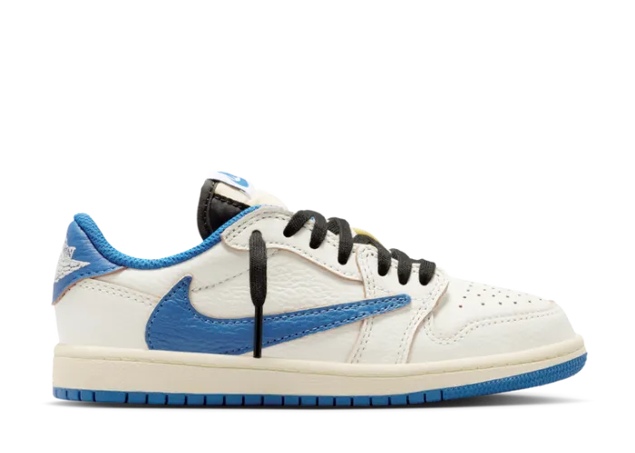 Air Jordan 1 Retro Low OG fragment design Travis Scott Sail Military Blue (PS)