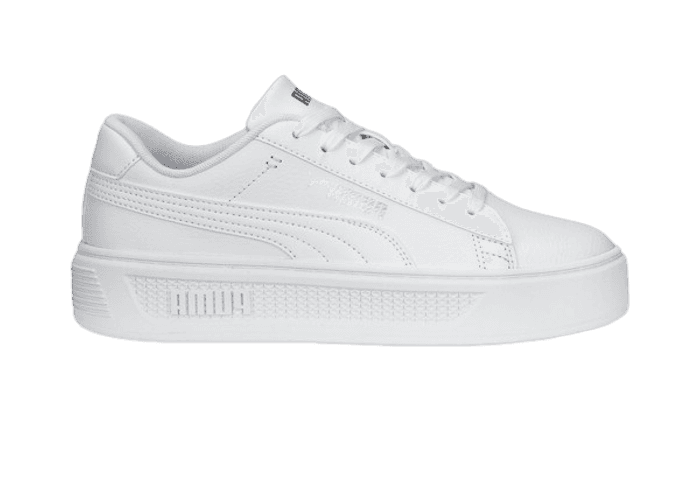 えむべっくす品 PUMA Smash Platform v3 Sneakers in White/Silver - 390758-01